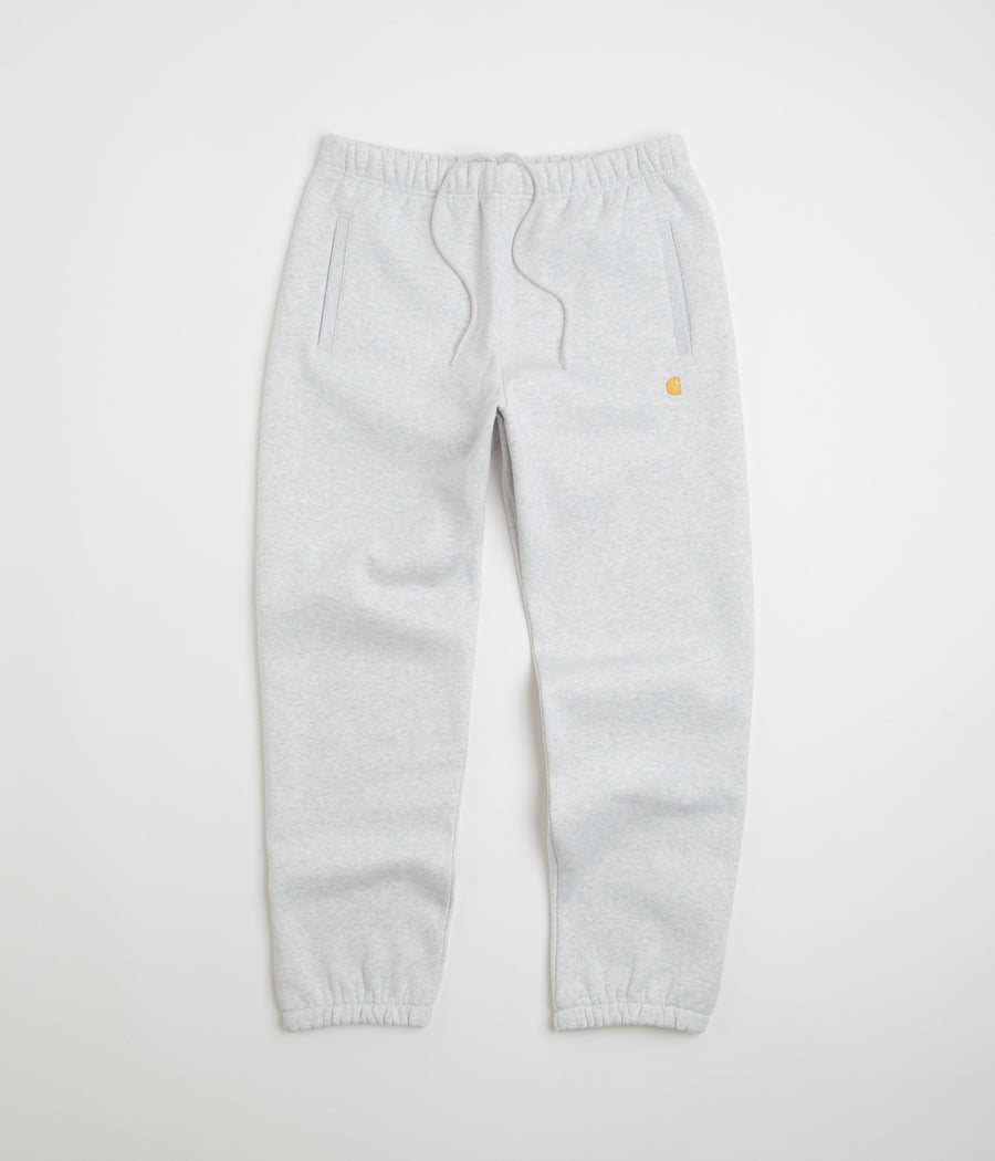 Carhartt Chase Sweatpants in Ash Heather and Gold
