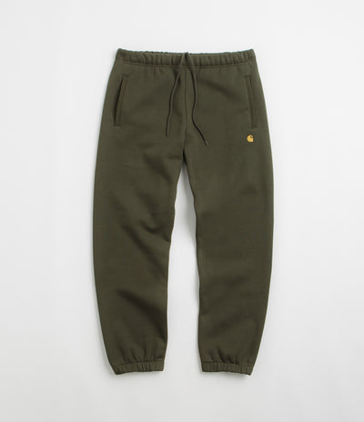 Carhartt Chase Sweatpants in Olive and Gold