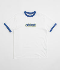 Carhartt Connection Script Ringer T-Shirt in White and Wolfsbane