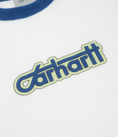 Carhartt Connection Script Ringer T-Shirt in White and Wolfsbane