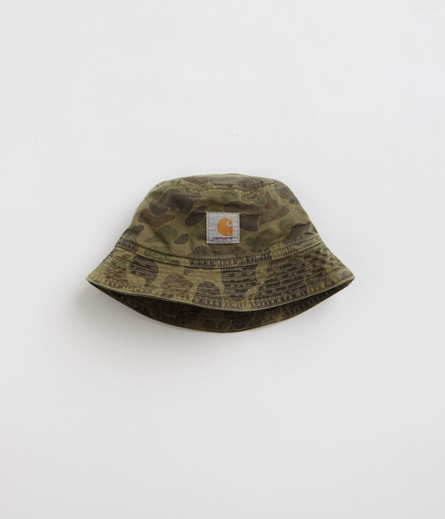 Carhartt Duck Bucket Hat in Camo Duck and Green / Office Green