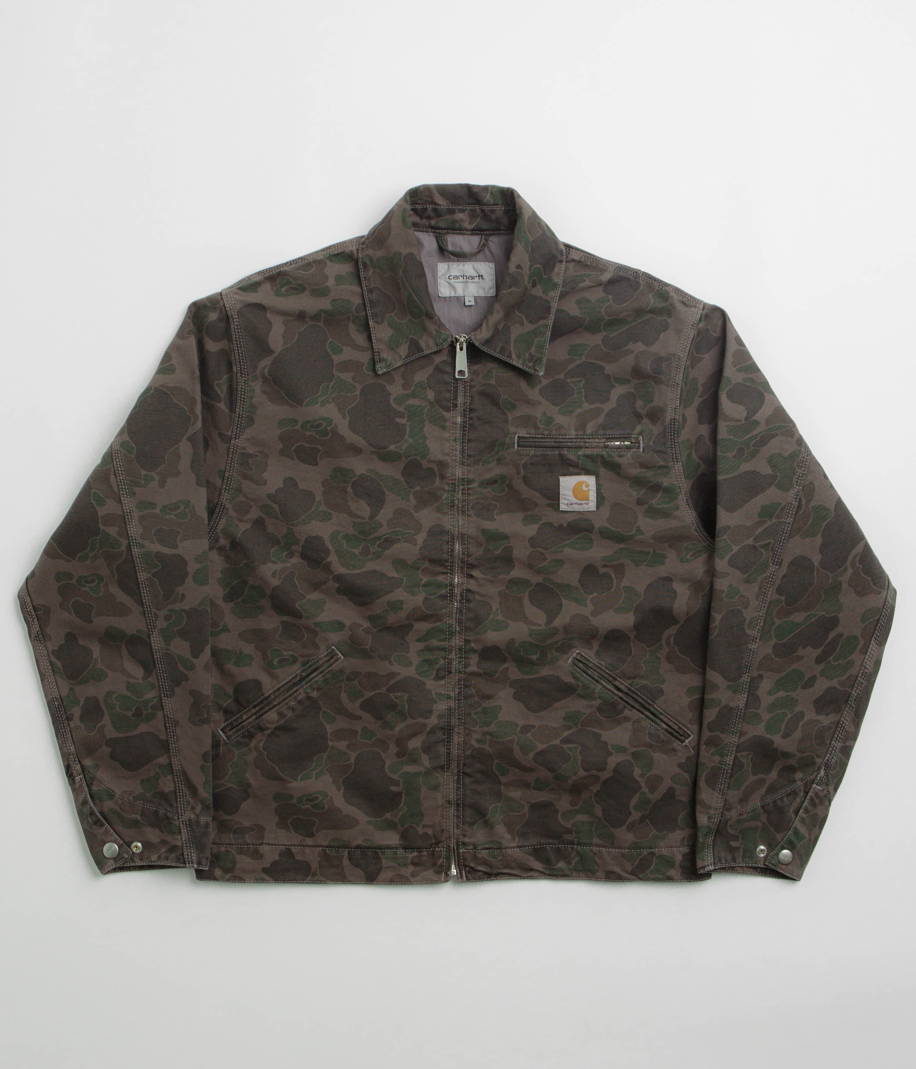 Carhartt Duck Detroit Jacket in Camo Duck and Green / Porphyry