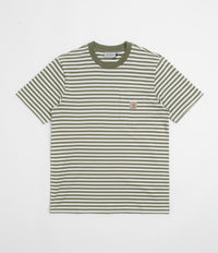 Carhartt Ezra Pocket T-Shirt in Ezra Stripe and Leaf / Wax