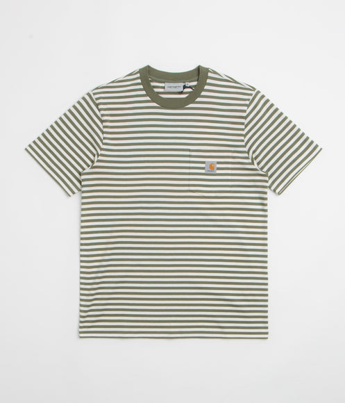 Carhartt Ezra Pocket T-Shirt - Ezra Stripe / Leaf / Wax