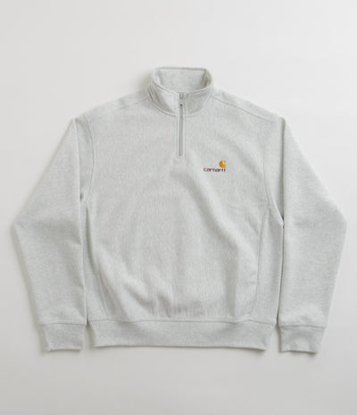 Carhartt Half Zip American Script Sweatshirt - Ash Heather