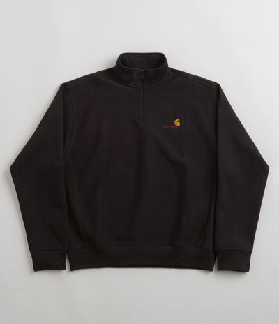 Carhartt Half Zip American Script Sweatshirt - Black | Flatspot