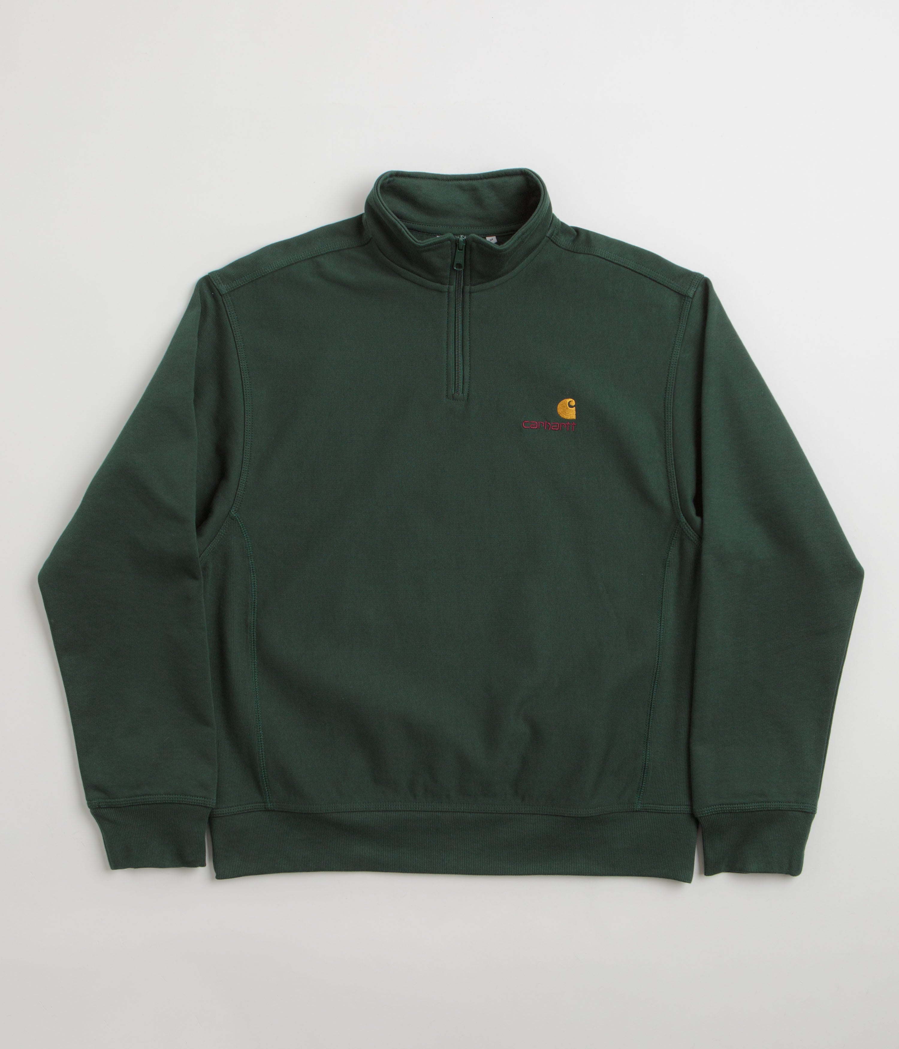 Carhartt Half Zip American Script Sweatshirt - Malachite