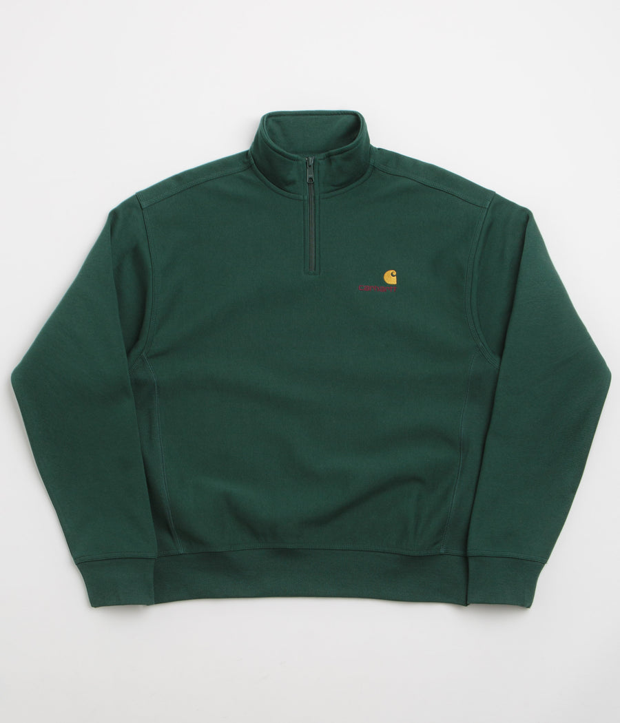 Carhartt Half Zip American Script Sweatshirt in Dark Fir