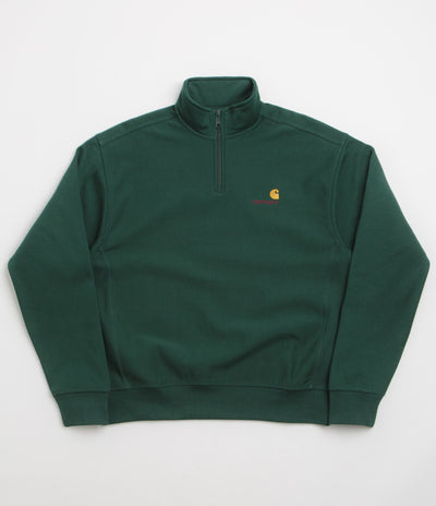 Carhartt Half Zip American Script Sweatshirt in Dark Fir