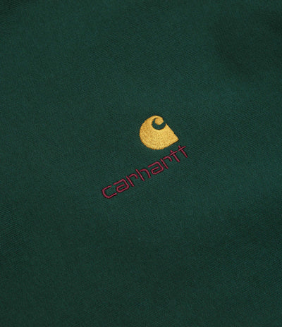 Carhartt Half Zip American Script Sweatshirt in Dark Fir