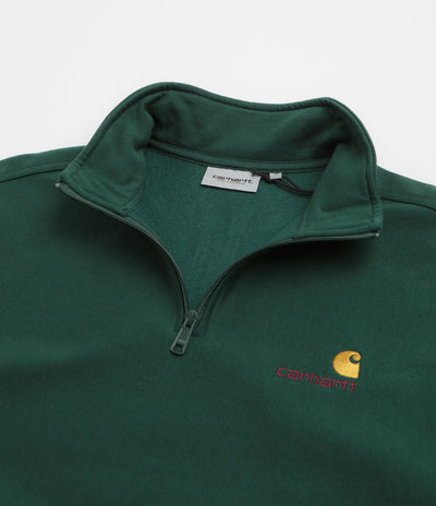 Carhartt Half Zip American Script Sweatshirt in Dark Fir
