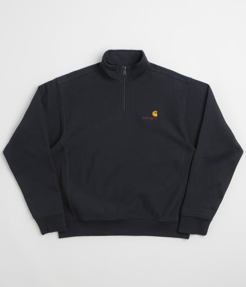 Carhartt Half Zip American Script Sweatshirt - Deep Night