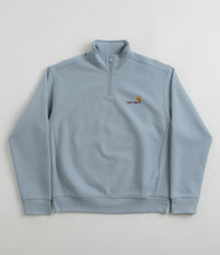 Carhartt Half Zip American Script Sweatshirt in Frosted Blue