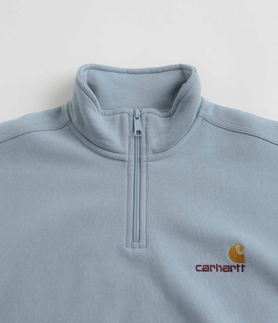 Carhartt Half Zip American Script Sweatshirt in Frosted Blue
