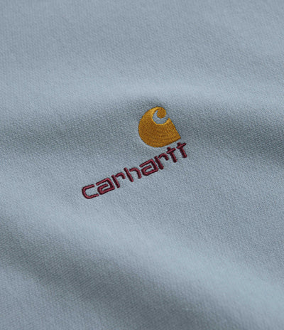 Carhartt Half Zip American Script Sweatshirt in Frosted Blue
