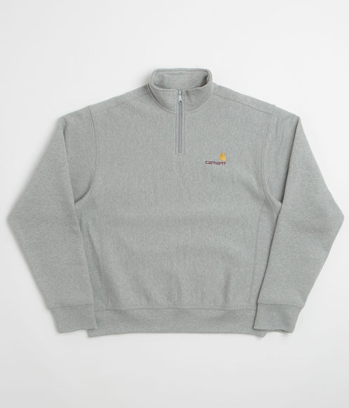 Carhartt Half Zip American Script Sweatshirt - Grey Heather