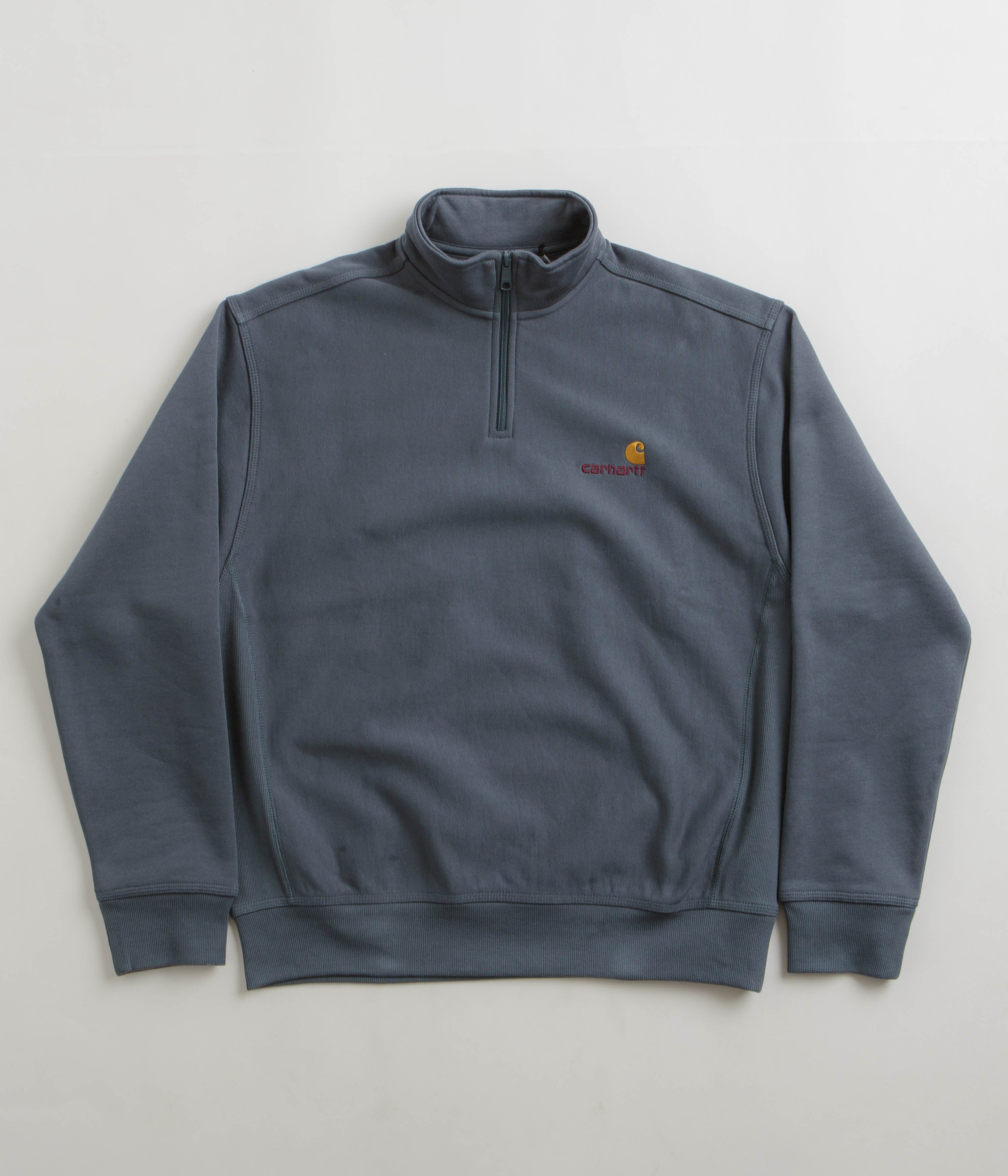 Carhartt Half Zip American Script Sweatshirt Ore Flatspot