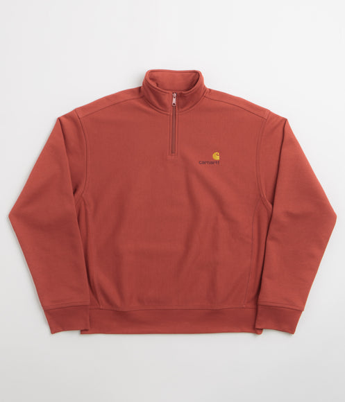 Carhartt Half Zip American Script Sweatshirt - Oxide Red