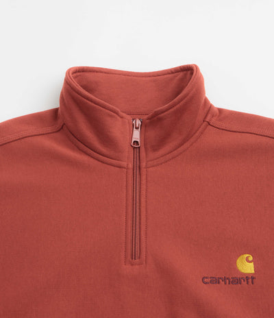 Carhartt Half Zip American Script Sweatshirt - Oxide Red