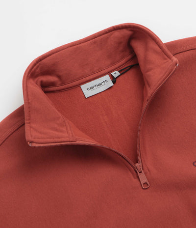 Carhartt Half Zip American Script Sweatshirt - Oxide Red
