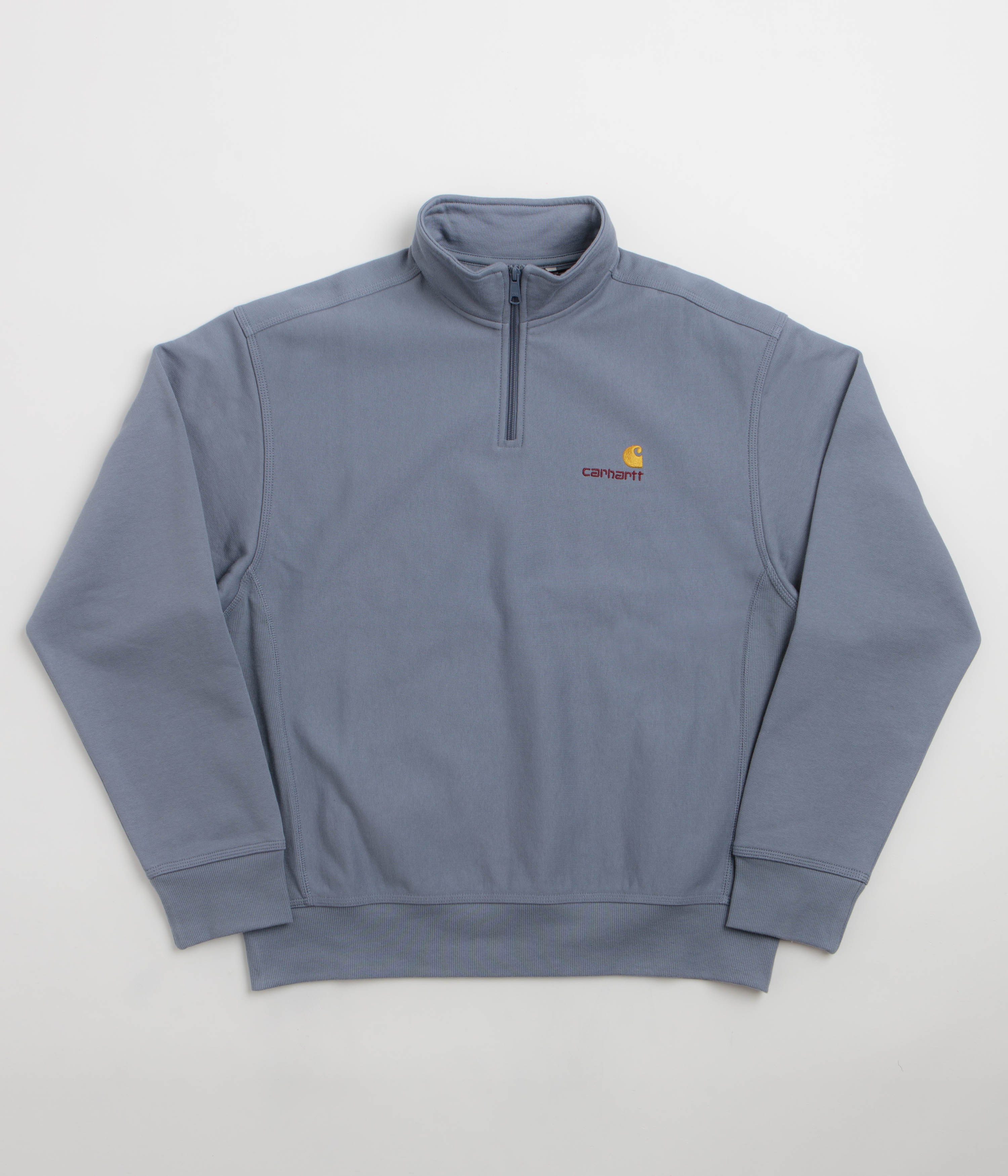 Carhartt Half Zip American Script Sweatshirt - Shady Blue