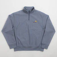 Carhartt Half Zip American Script Sweatshirt in Shady Blue thumbnail