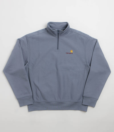 Carhartt Half Zip American Script Sweatshirt in Shady Blue
