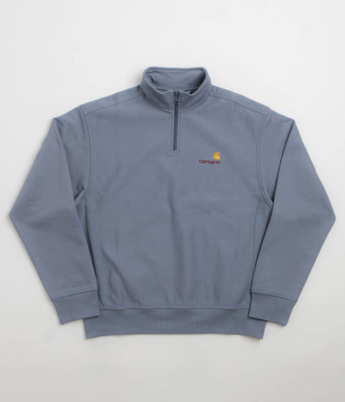 Carhartt Half Zip American Script Sweatshirt - Shady Blue