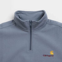 Carhartt Half Zip American Script Sweatshirt in Shady Blue thumbnail