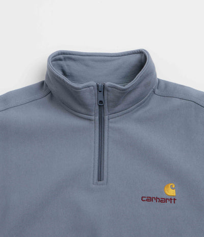 Carhartt Half Zip American Script Sweatshirt in Shady Blue