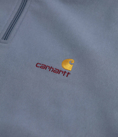 Carhartt Half Zip American Script Sweatshirt in Shady Blue