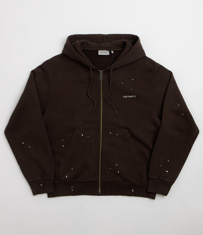 Carhartt Hooded Painter Jacket in Tobacco Destroy Wash and Splatter
