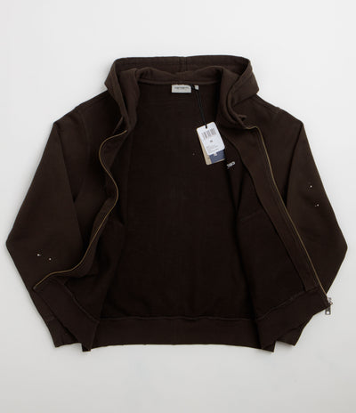 Carhartt Hooded Painter Jacket in Tobacco Destroy Wash and Splatter