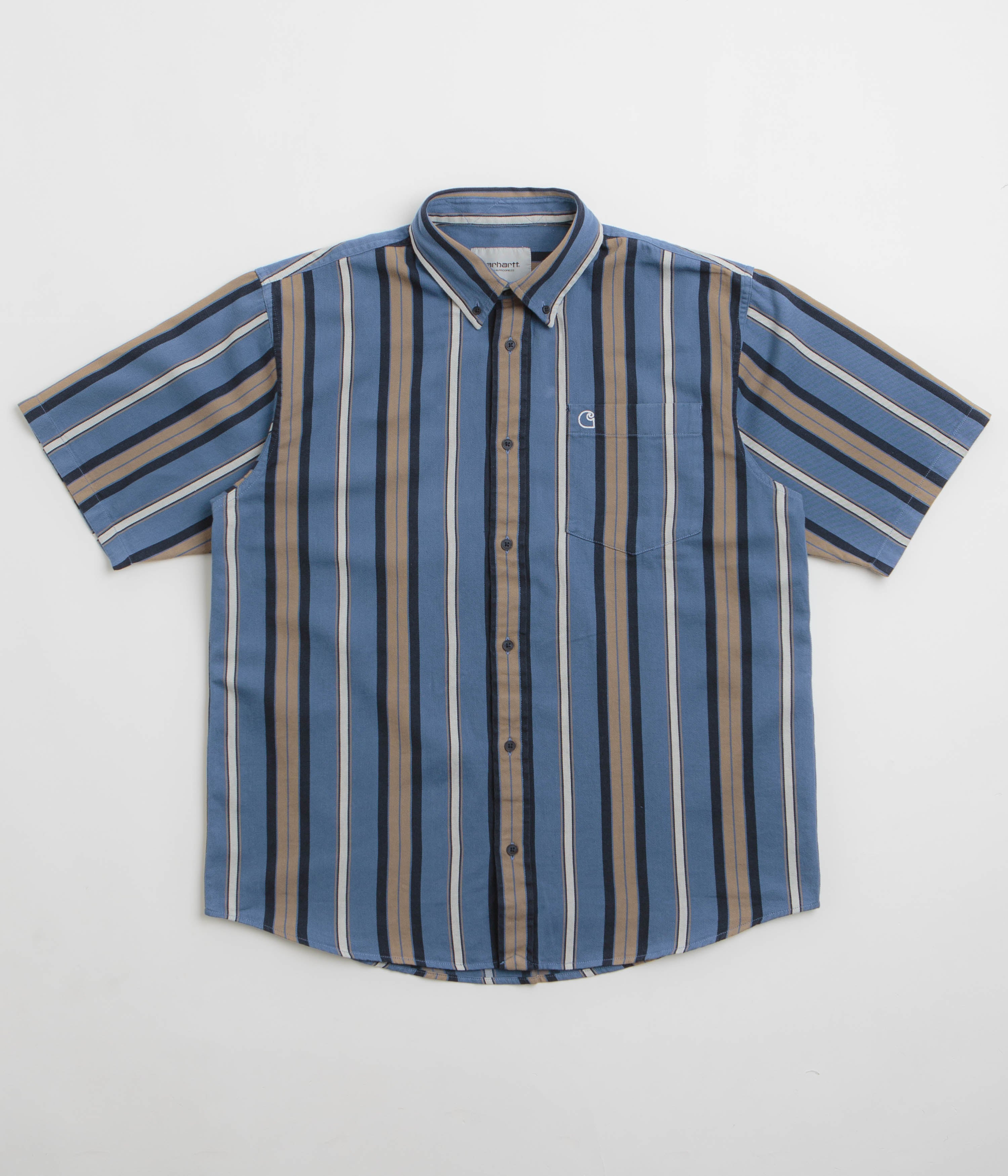 Carhartt Jarrell Short Sleeve Shirt in Jarrell Stripe and Blue Iris / Wax