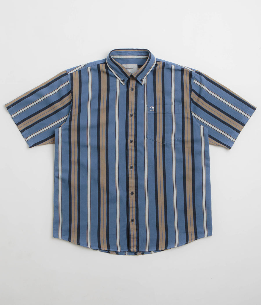 Carhartt Jarrell Short Sleeve Shirt in Jarrell Stripe and Blue Iris / Wax