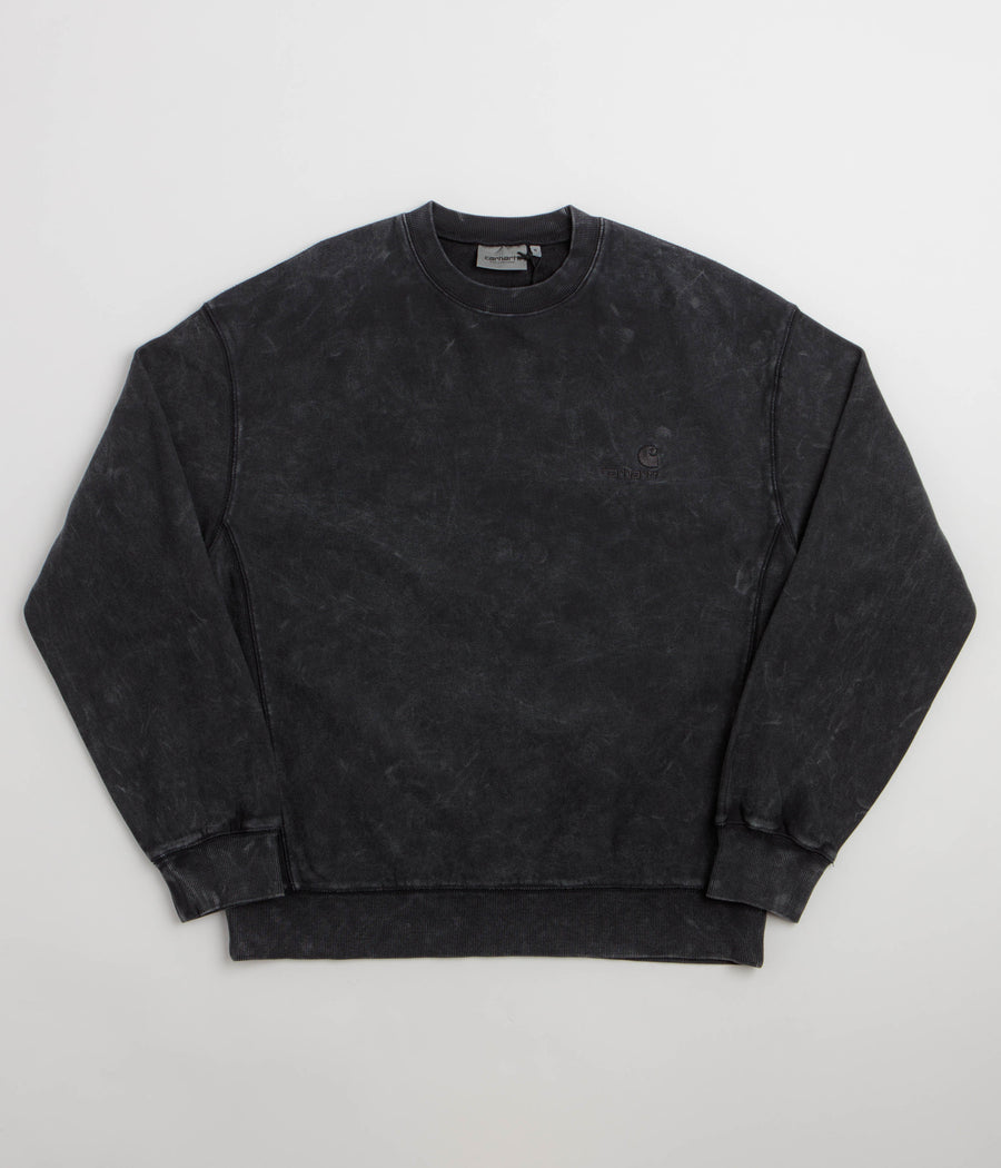 Carhartt Lambert Crewneck Sweatshirt in Black Moon Wash