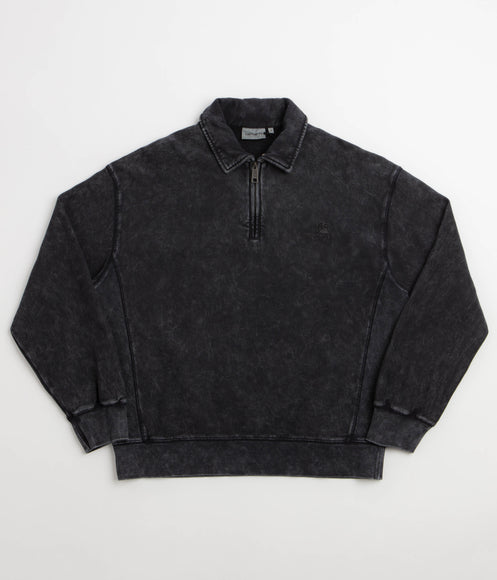 Carhartt Lambert Polo Sweatshirt - Black Moon Wash
