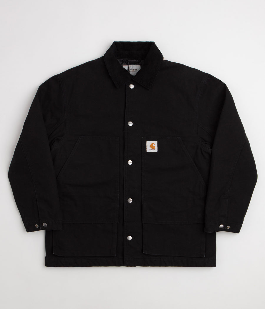 Carhartt Lander Coat in Black and Black Stone Washed