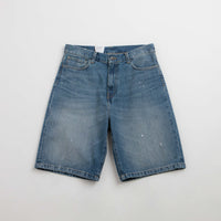 Carhartt Landon Shorts in Blue Destroy Wash and Splatter thumbnail