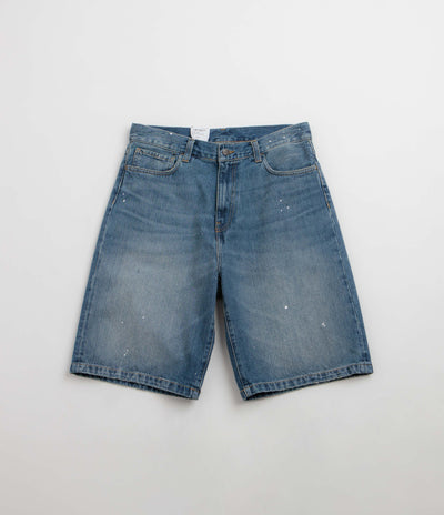 Carhartt Landon Shorts in Blue Destroy Wash and Splatter