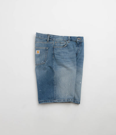 Carhartt Landon Shorts in Blue Destroy Wash and Splatter