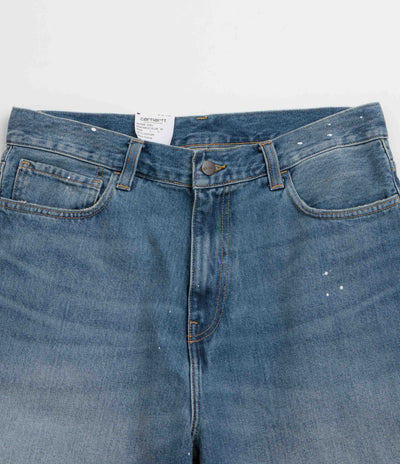 Carhartt Landon Shorts in Blue Destroy Wash and Splatter