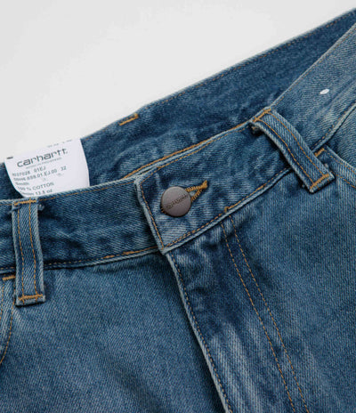 Carhartt Landon Shorts in Blue Destroy Wash and Splatter