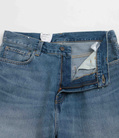 Carhartt Landon Shorts in Blue Destroy Wash and Splatter