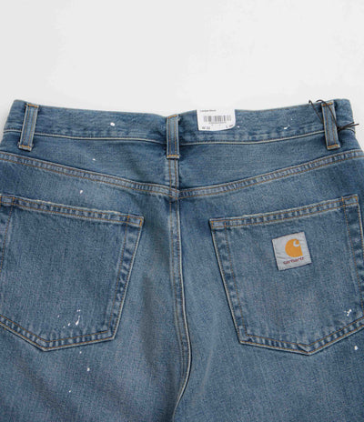 Carhartt Landon Shorts in Blue Destroy Wash and Splatter