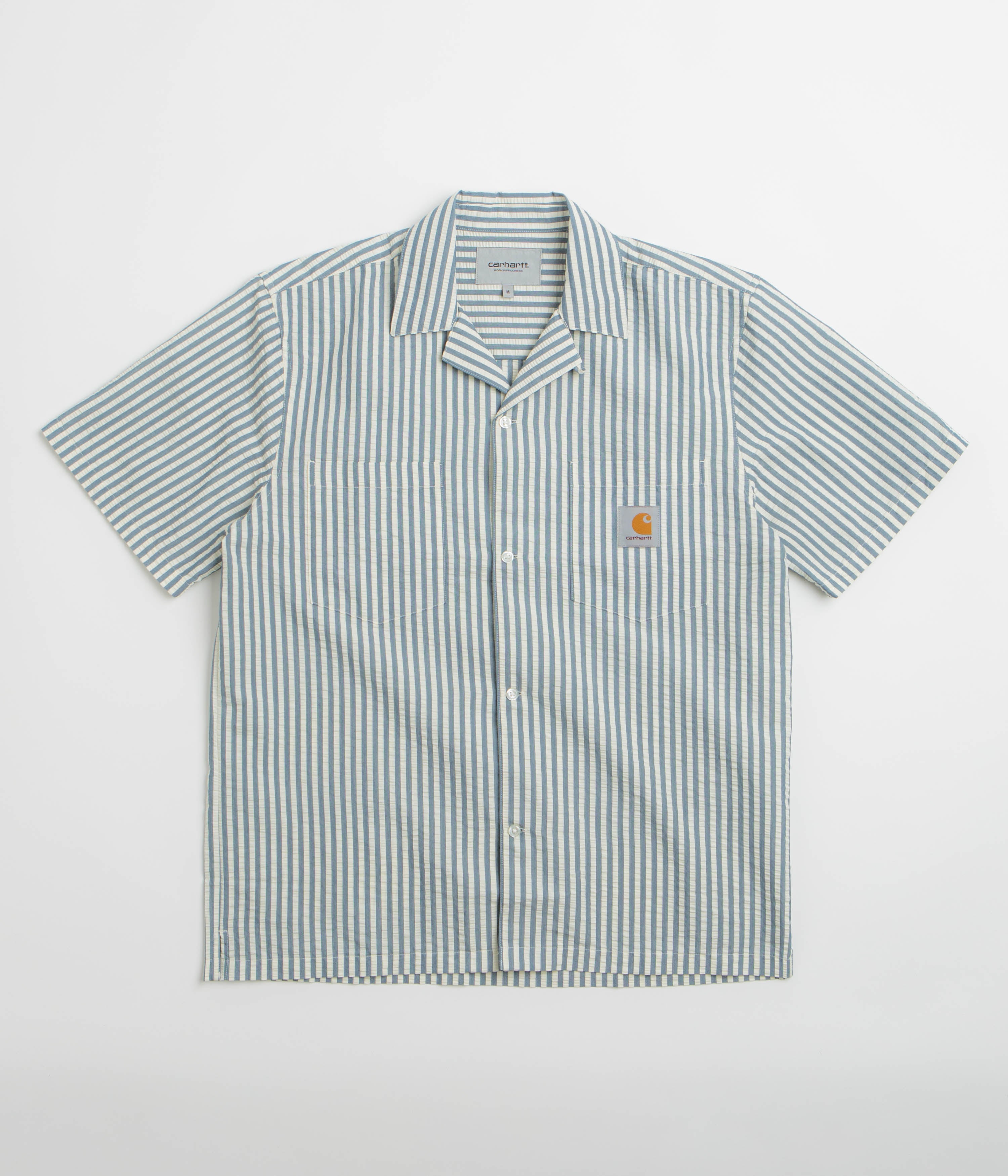 Carhartt Leavel Short Sleeve Shirt - Leavel Stripe / Blue River / Wax