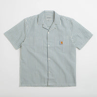 Carhartt Leavel Short Sleeve Shirt - Leavel Stripe / Blue River / Wax thumbnail