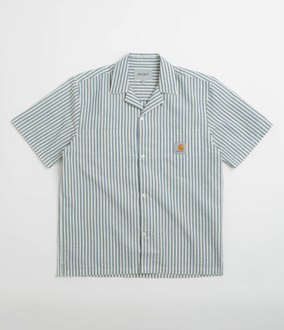 Carhartt Leavel Short Sleeve Shirt - Leavel Stripe / Blue River / Wax