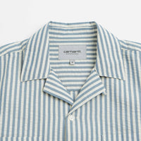 Carhartt Leavel Short Sleeve Shirt - Leavel Stripe / Blue River / Wax thumbnail