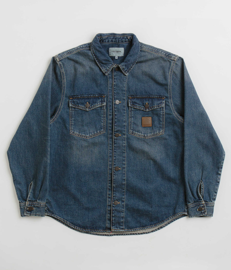 Carhartt Lincoln Shirt Jacket in Blue Worn Used Wash